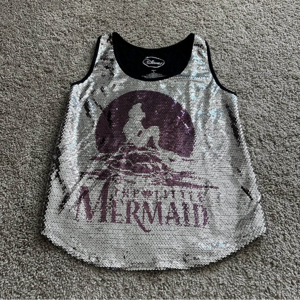 Disney Size L Silver Sequin Little Mermaid Tank Top